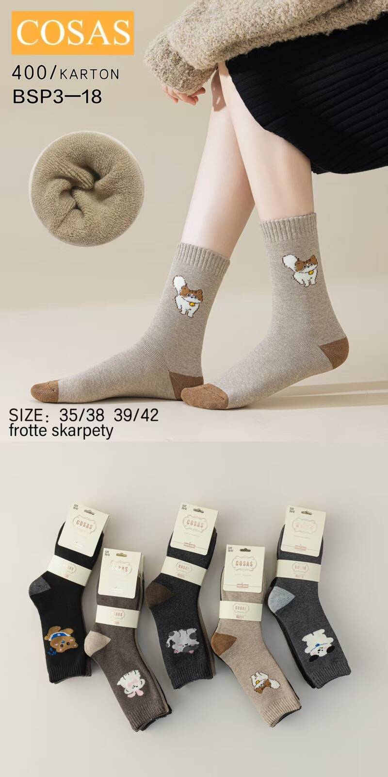 Skarpety damskie Roz 35-42, Mix kolor Paczka 40 szt